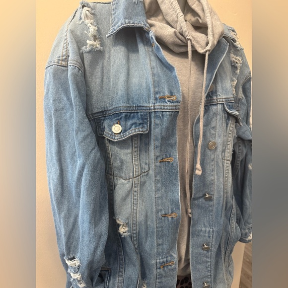 Insane Gene long denim jacket, Factory distressed and faded. Oversized size s - Picture 3 of 7